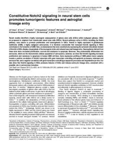 Constitutive Notch2 signaling in neural stem cells promotes tumorigenic features and astroglial lineage entry