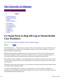 UA Social Work to Help Fill Gap in Mental Health Care Workforce | University of Alabama News - The University of Alabama