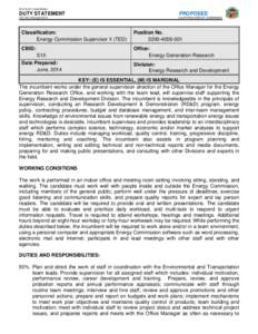 Energy Commission Supervisor II (TED) Duty Statement