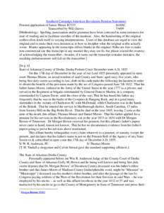 Southern Campaign American Revolution Pension Statements Pension application of James Moore R7335 fn16SC Transcribed by Will Graves[removed]Methodology: Spelling, punctuation and/or grammar have been corrected in some in