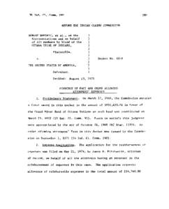 BEFORE THE INDIAN CLAIMS COMMISSION ROBERT D O M I N I C , e t a l . , as t h e R e p r e s e n t a t i v e s and on behalf of a l l members by blood o f t h e OTTAWA TRIBE OF INDIANS, Plaintiffs,