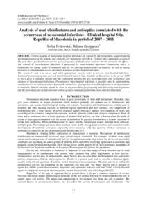 IOSR Journal Of Pharmacy (e)-ISSN: [removed], (p)-ISSN: [removed]www.iosrphr.org Volume 4, Issue 11 (November 2014), PP[removed]Analysis of used disinfectants and antiseptics correlated with the occurrence of nosocomial 
