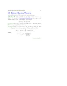 Tutorial 12: Radon-Nikodym Theorem  1