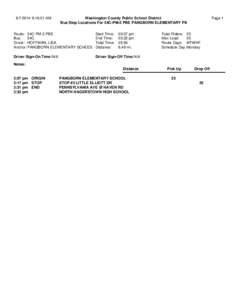 [removed]:16:01 AM  Page 1 Washington County Public School District Bus Stop Locations For 54C-PM-2 PBE PANGBORN ELEMENTARY PM