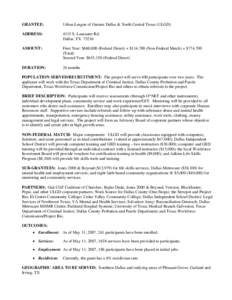GRANTEE:  Urban League of Greater Dallas & North Central Texas (ULGD) ADDRESS: