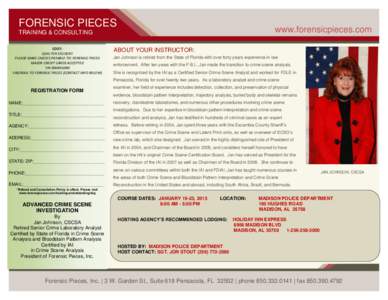 FORENSIC PIECES  www.forensicpieces.com TRAINING & CONSULTING COST: