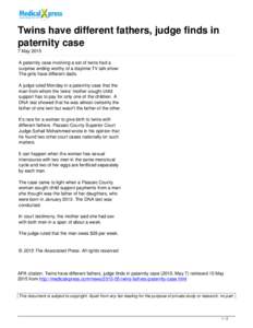 Twins have different fathers, judge finds in paternity case