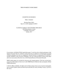 NBER WORKING PAPER SERIES  COGNITIVE ECONOMICS Miles S. Kimball Working Paper[removed]http://www.nber.org/papers/w20834