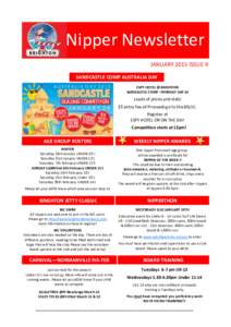 Nipper Newsletter JANUARY 2015 ISSUE 9 SANDCASTLE COMP AUSTRALIA DAY ESPY HOTEL @ BRIGHTON SANDCASTLE COMP –MONDAY JAN 26