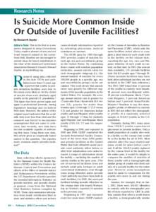 Research Notes  Is Suicide More Common Inside Or Outside of Juvenile Facilities? By Howard N. Snyder
