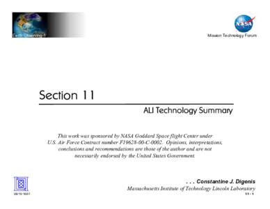 Earth Observing-1  Mission Technology Forum Section 11 ALI Technology Summary