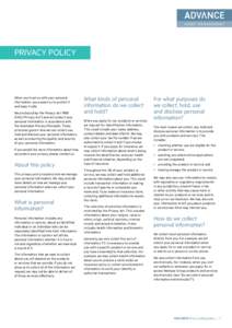 PRIVACY POLICY  When you trust us with your personal information, you expect us to protect it and keep it safe. We are bound by the Privacy Act 1988