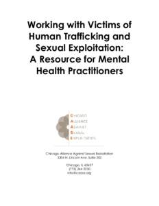 Working with Victims of Human Trafficking and Sexual Exploitation: A Resource for Mental Health Practitioners