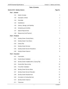 SUDAS Standard Specifications  Division 4 - Sewers and Drains Table of Contents  Section[removed]Sanitary Sewers