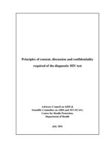 Principles of consent, discussion and confidentiality required of the diagnostic HIV test