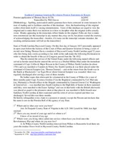 Southern Campaign American Revolution Pension Statements & Rosters Pension application of Thomas Davis S1756 fn24NC Transcribed by Will Graves[removed]Methodology: Spelling, punctuation and/or grammar have been correcte