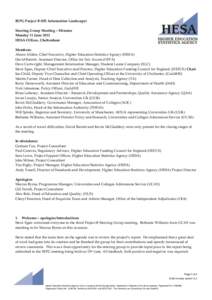 IRPG Project B (HE Information Landscape) Steering Group Meeting – Minutes Monday 11 June 2012 HESA Offices, Cheltenham Members: Alison Allden, Chief Executive, Higher Education Statistics Agency (HESA)