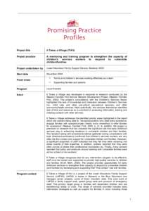Promising Practice Profile - It Takes a Village (ITAV)