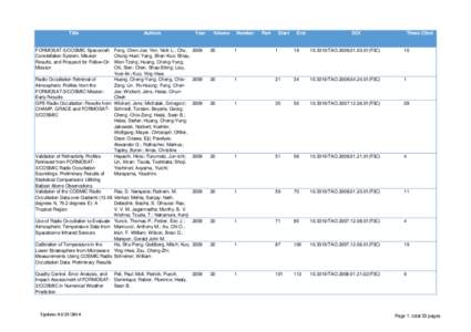 Title  Authors FORMOSAT-3/COSMIC Spacecraft Constellation System, Mission