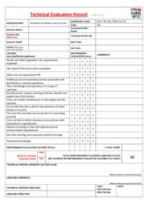 Technical Evaluation Record   v1 Feb 2016  Qualification Code:    Units:   Technical Verifier  Name: 