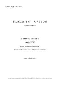 C.R.A.C. N° [removed]2e session de la 10e législature PARLEMENT WALLON SESSION[removed]