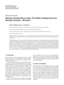 Obstetric Brachial Plexus Palsy: The Mallet Grading System for Shoulder Function—Revisited