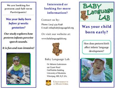 We are looking for preterm and full-term Participants! Was your baby born before 37 weeks