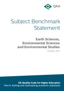 Subject Benchmark Statement Earth Sciences, Environmental Sciences and Environmental Studies October 2014