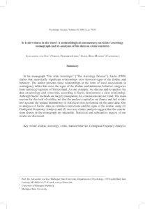 Psychology Science, Volume 45, [removed]), p[removed]Is it all written in the stars? A methodological commentary on Sachs’ astrology