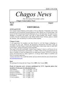 ISSN[removed]Chagos News The Periodical Newsletter of the Chagos Conservation Trust No.24