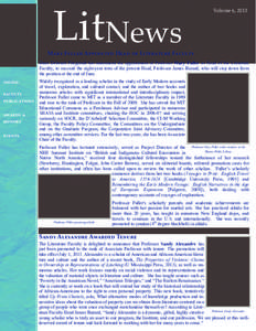 LitNews   Volume 6, 2013  Mary Fuller Appointed Head of Literature Faculty Dean Deborah Fitzgerald has announced the appointment of Professor Mary Fuller as Head of the Literature