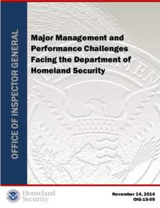 OIG[removed]Major Management and Performance Challenges Facing the Department of Homeland Security (Rpt)