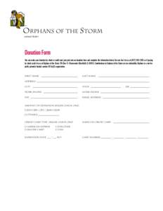 ™  ORPHANS OF THE STORM animal shelter  Donation Form
