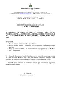 Comune di Arquà Polesine Provincia di Rovigo[removed]Arquà Polesine (RO) Via Castello, 2 – tel[removed] – fax[removed]e-mail istituzionale: [removed] – PEC: [removed]