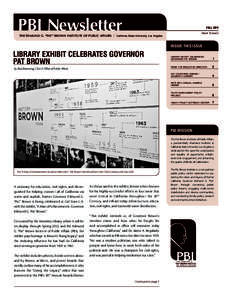 PBI Newsletter the edmund g. “pat” brown institute of public affairs fall 2011 Volume 19, Issue 2