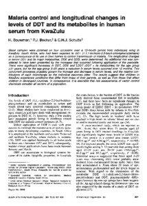 Malaria control and longitudinal changes in levels of DDT and its metabolites in human serum from KwaZulu