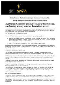 Cinema of Australia / Television in Australia / Australian Academy of Cinema and Television Arts / The Slap / AACTA Film Awards / Matteo Zingales / Australian Film Awards / Film / AACTA Awards / Australia
