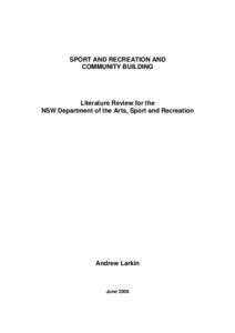 SPORT AND RECREATION AND COMMUNITY BUILDING