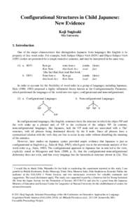 Configurational Structures in Child Japanese: New Evidence