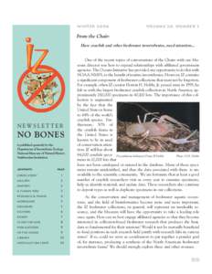 WINTER[removed]VOLUME 20, NUMBER 1 From the Chair: Have crayfish and other freshwater invertebrates, need attention...
