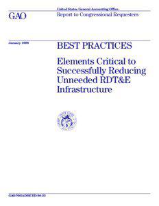 NSIAD/RCED[removed]Best Practices: Elements Critical to Successfully Reducing Unneeded RDT&E Infrastructure