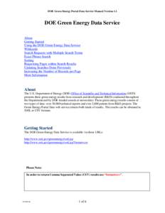 DOE Green Energy Data Service Manual