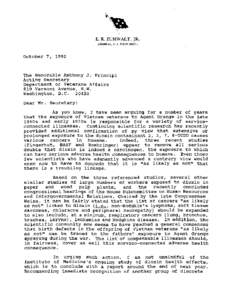 E. R. ZUMWALT. JR. ADMIRAL, U. S. NAVY (RET.) October 7, 1992  The Honorable Anthony J. Principi