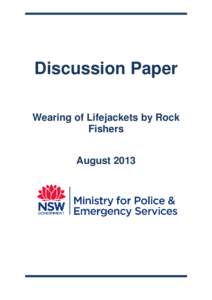 Discussion Paper Wearing of Lifejackets by Rock Fishers August 2013  Table of contents