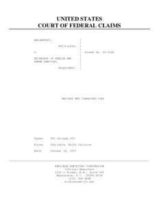 UNITED STATES COURT OF FEDERAL CLAIMS HAZLEHURST, Petitioner, v. SECRETARY OF HEALTH AND