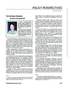 ®  tax notes The Portman Solution By Diana Furchtgott-Roth Diana Furchtgott-Roth,