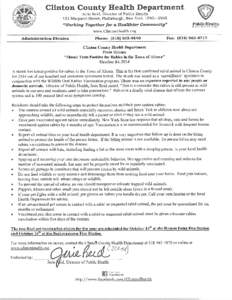 Clinton County Health Department Jerie Reid, Director of Public Health 133 Margaret Street, Plattsburgh, New York[removed]PublicHealth