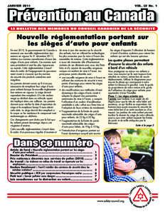 JANVIER[removed]VOL. LV No. 1 Nouvelle réglementation portant sur les sièges d’auto pour enfants