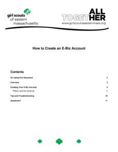 How to Create an E-Biz Account  Contents On Using this Document  2