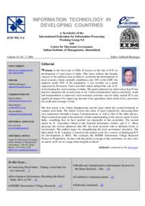 INFORMATION TECHNOLOGY IN DEVELOPING COUNTRIES IFIP WG 9.4 A Newsletter of the International Federation for Information Processing